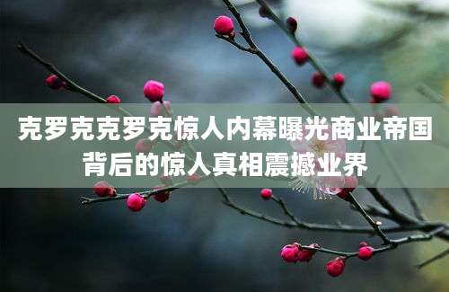 克罗克克罗克惊人内幕曝光商业帝国背后的惊人真相震撼业界