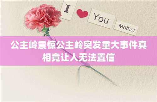 公主岭震惊公主岭突发重大事件真相竟让人无法置信