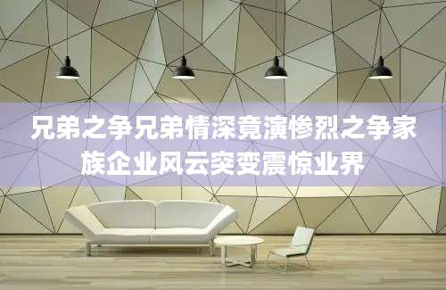 兄弟之争兄弟情深竟演惨烈之争家族企业风云突变震惊业界