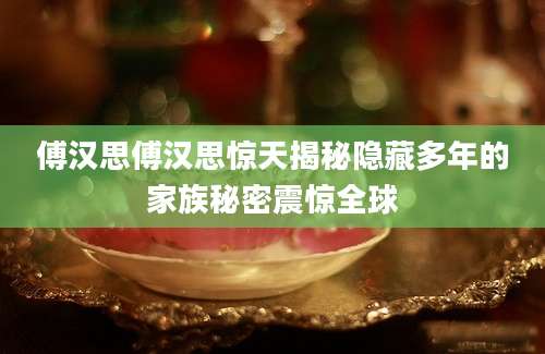 傅汉思傅汉思惊天揭秘隐藏多年的家族秘密震惊全球