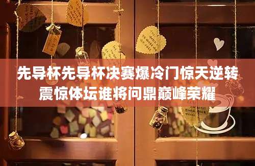 先导杯先导杯决赛爆冷门惊天逆转震惊体坛谁将问鼎巅峰荣耀