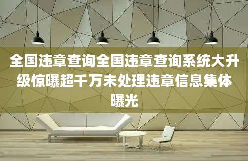 全国违章查询全国违章查询系统大升级惊曝超千万未处理违章信息集体曝光