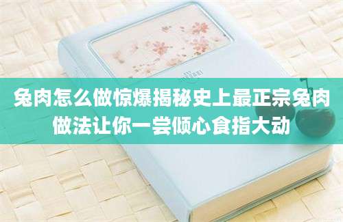 兔肉怎么做惊爆揭秘史上最正宗兔肉做法让你一尝倾心食指大动