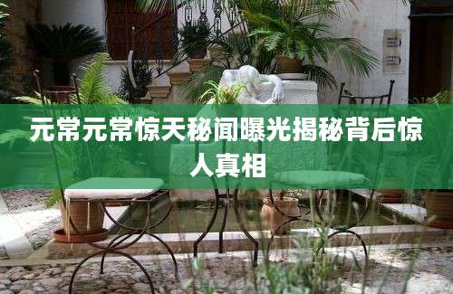 元常元常惊天秘闻曝光揭秘背后惊人真相