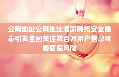 公网地址公网地址泄露网络安全隐患引发全国关注数百万用户信息可能面临风险