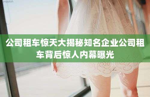 公司租车惊天大揭秘知名企业公司租车背后惊人内幕曝光