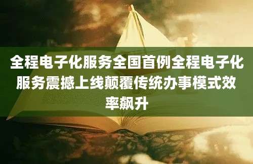 全程电子化服务全国首例全程电子化服务震撼上线颠覆传统办事模式效率飙升