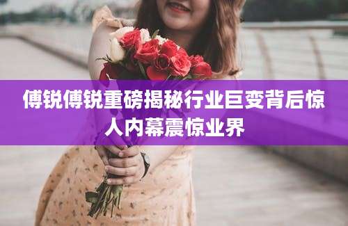 傅锐傅锐重磅揭秘行业巨变背后惊人内幕震惊业界