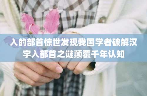 入的部首惊世发现我国学者破解汉字入部首之谜颠覆千年认知