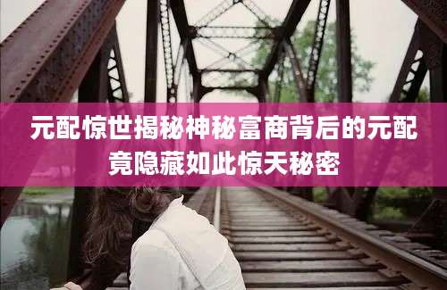 元配惊世揭秘神秘富商背后的元配竟隐藏如此惊天秘密