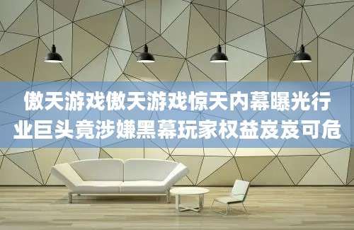 傲天游戏傲天游戏惊天内幕曝光行业巨头竟涉嫌黑幕玩家权益岌岌可危