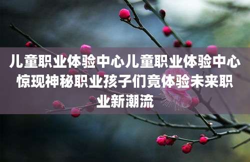 儿童职业体验中心儿童职业体验中心惊现神秘职业孩子们竟体验未来职业新潮流