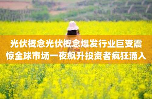 光伏概念光伏概念爆发行业巨变震惊全球市场一夜飙升投资者疯狂涌入