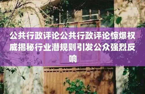 公共行政评论公共行政评论惊爆权威揭秘行业潜规则引发公众强烈反响