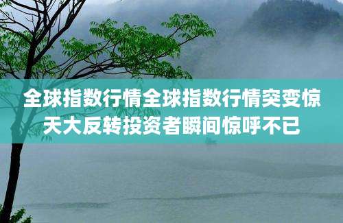 全球指数行情全球指数行情突变惊天大反转投资者瞬间惊呼不已