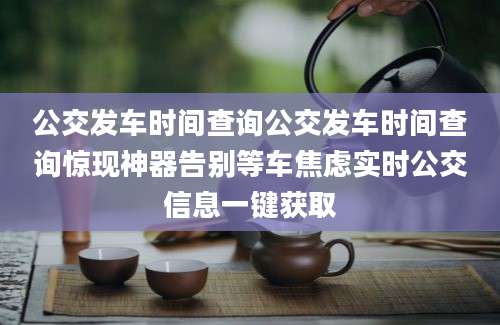 公交发车时间查询公交发车时间查询惊现神器告别等车焦虑实时公交信息一键获取