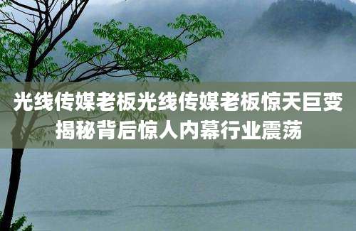 光线传媒老板光线传媒老板惊天巨变揭秘背后惊人内幕行业震荡