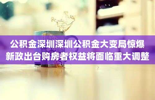公积金深圳深圳公积金大变局惊爆新政出台购房者权益将面临重大调整