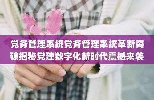 党务管理系统党务管理系统革新突破揭秘党建数字化新时代震撼来袭