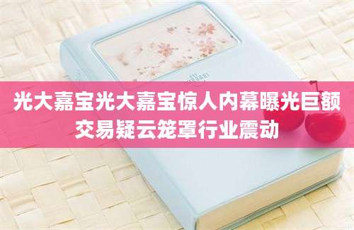 光大嘉宝光大嘉宝惊人内幕曝光巨额交易疑云笼罩行业震动