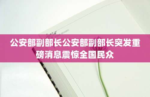 公安部副部长公安部副部长突发重磅消息震惊全国民众