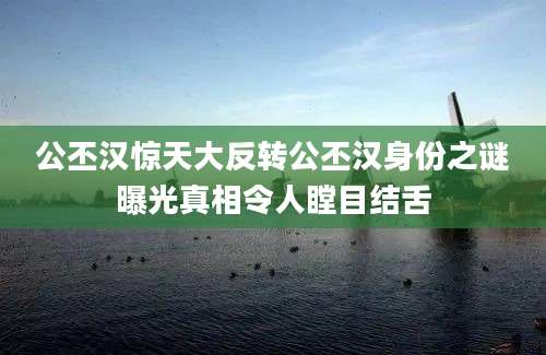 公丕汉惊天大反转公丕汉身份之谜曝光真相令人瞠目结舌