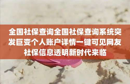 全国社保查询全国社保查询系统突发巨变个人账户详情一键可见网友社保信息透明新时代来临