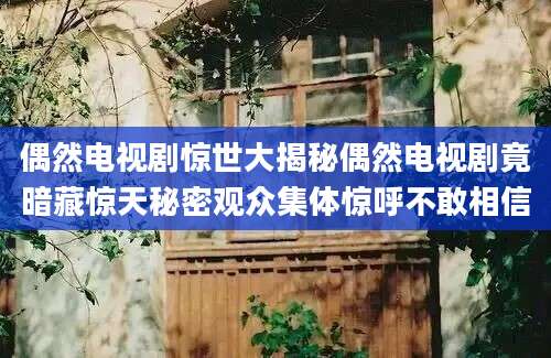 偶然电视剧惊世大揭秘偶然电视剧竟暗藏惊天秘密观众集体惊呼不敢相信