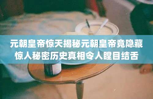 元朝皇帝惊天揭秘元朝皇帝竟隐藏惊人秘密历史真相令人瞠目结舌