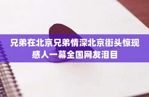 兄弟在北京兄弟情深北京街头惊现感人一幕全国网友泪目