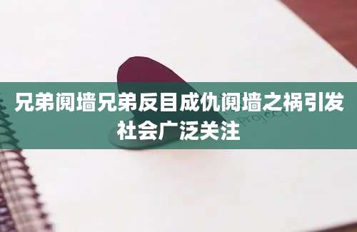 兄弟阋墙兄弟反目成仇阋墙之祸引发社会广泛关注