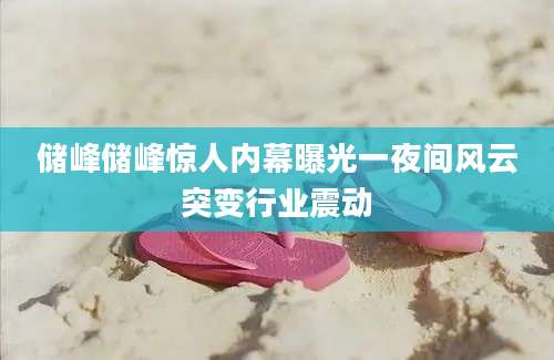 储峰储峰惊人内幕曝光一夜间风云突变行业震动