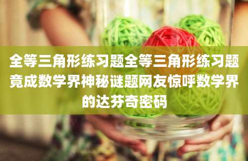 全等三角形练习题全等三角形练习题竟成数学界神秘谜题网友惊呼数学界的达芬奇密码