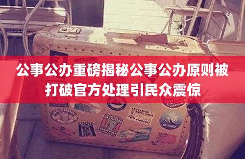 公事公办重磅揭秘公事公办原则被打破官方处理引民众震惊