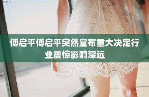 傅启平傅启平突然宣布重大决定行业震惊影响深远