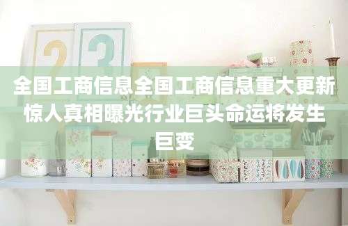 全国工商信息全国工商信息重大更新惊人真相曝光行业巨头命运将发生巨变