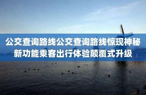 公交查询路线公交查询路线惊现神秘新功能乘客出行体验颠覆式升级