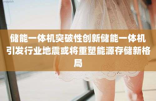 储能一体机突破性创新储能一体机引发行业地震或将重塑能源存储新格局