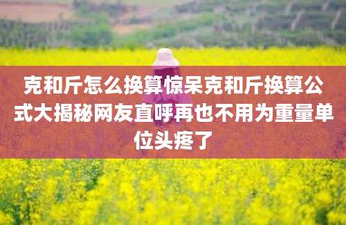 克和斤怎么换算惊呆克和斤换算公式大揭秘网友直呼再也不用为重量单位头疼了