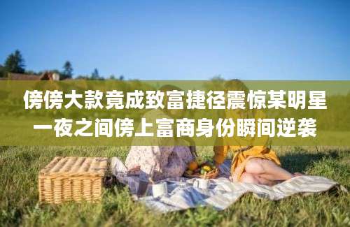 傍傍大款竟成致富捷径震惊某明星一夜之间傍上富商身份瞬间逆袭