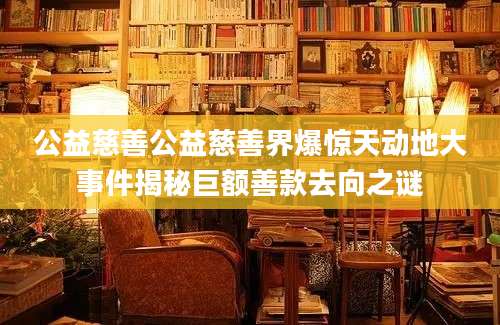 公益慈善公益慈善界爆惊天动地大事件揭秘巨额善款去向之谜