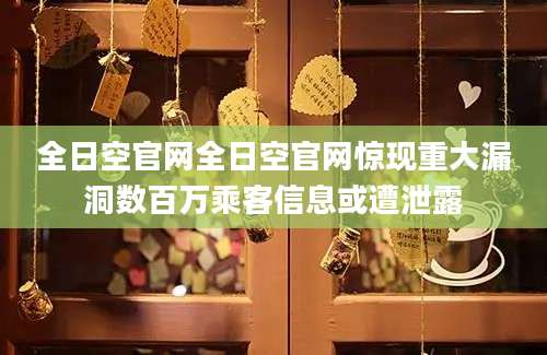 全日空官网全日空官网惊现重大漏洞数百万乘客信息或遭泄露