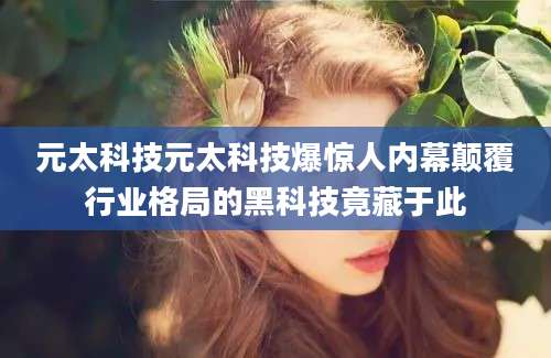 元太科技元太科技爆惊人内幕颠覆行业格局的黑科技竟藏于此