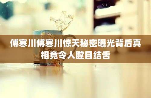 傅寒川傅寒川惊天秘密曝光背后真相竟令人瞠目结舌