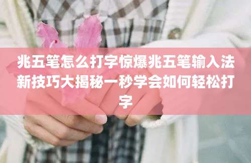 兆五笔怎么打字惊爆兆五笔输入法新技巧大揭秘一秒学会如何轻松打字