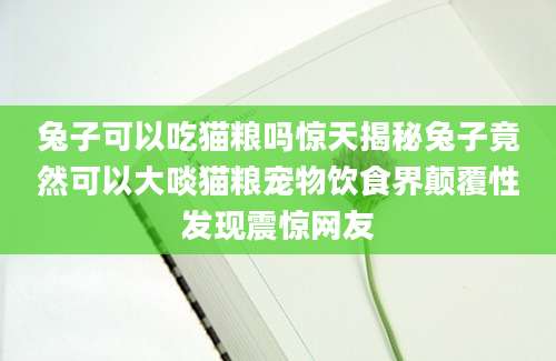 兔子可以吃猫粮吗惊天揭秘兔子竟然可以大啖猫粮宠物饮食界颠覆性发现震惊网友