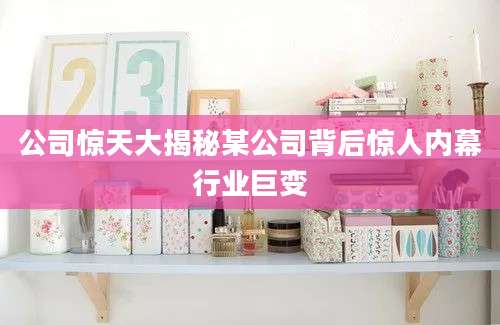 公司惊天大揭秘某公司背后惊人内幕行业巨变