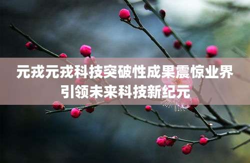 元戎元戎科技突破性成果震惊业界引领未来科技新纪元