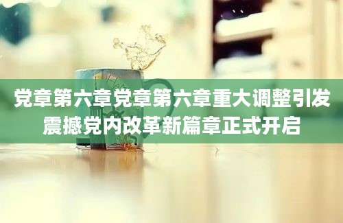 党章第六章党章第六章重大调整引发震撼党内改革新篇章正式开启