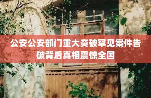 公安公安部门重大突破罕见案件告破背后真相震惊全国